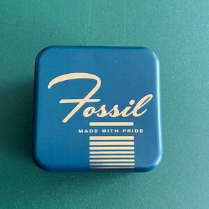 Fossil Blue Teal And Gold Tin